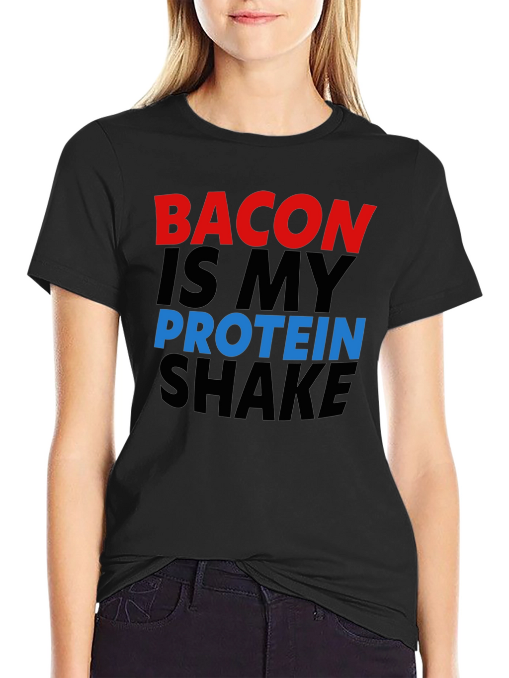 Bacon Is My Protein Shake Black Graphic Tee