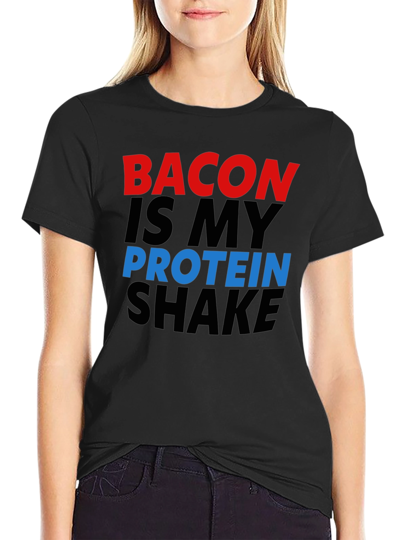 Bacon Is My Protein Shake Black Graphic Tee