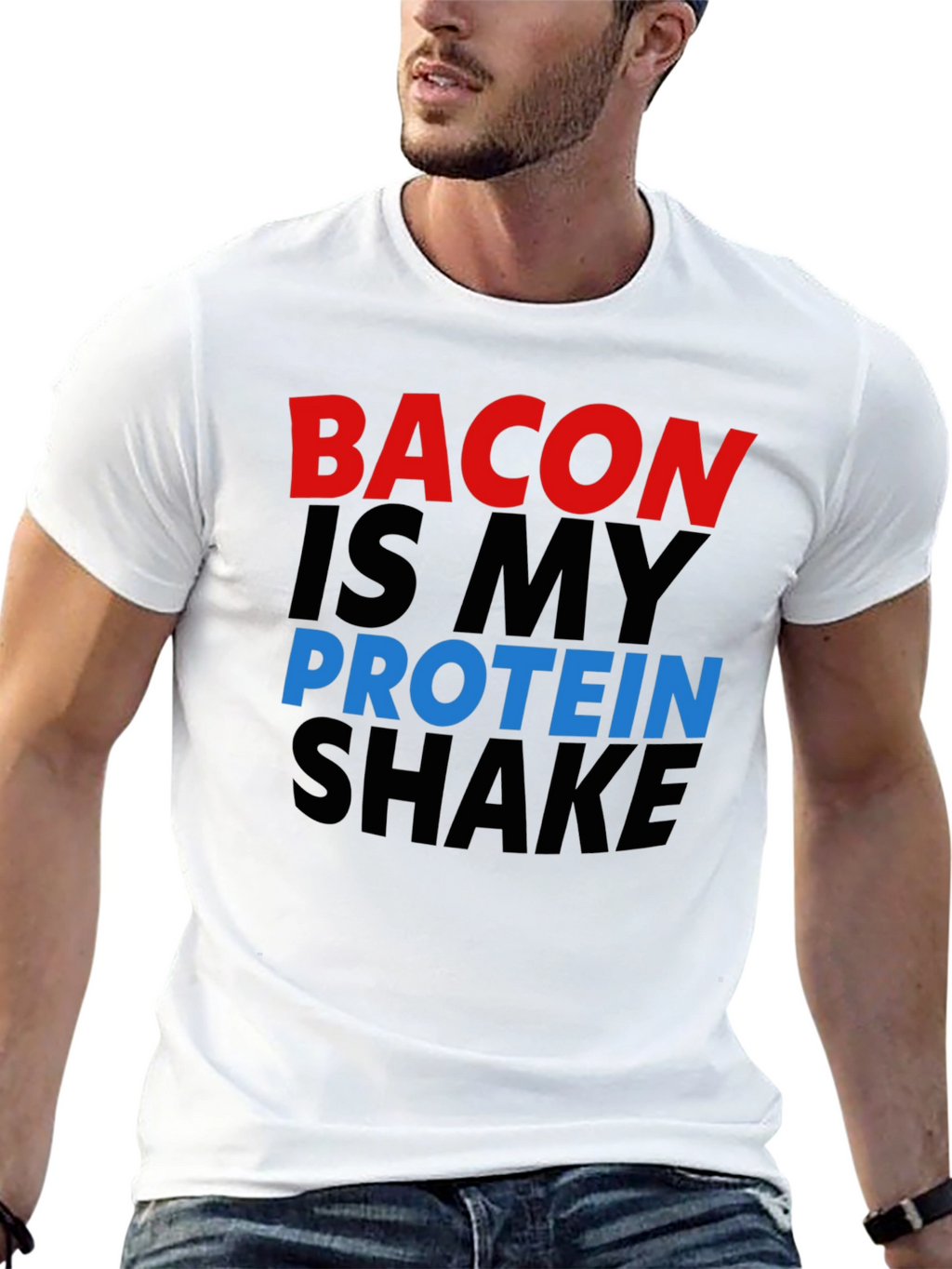 Bacon Is My Protein Shake Black Graphic Tee