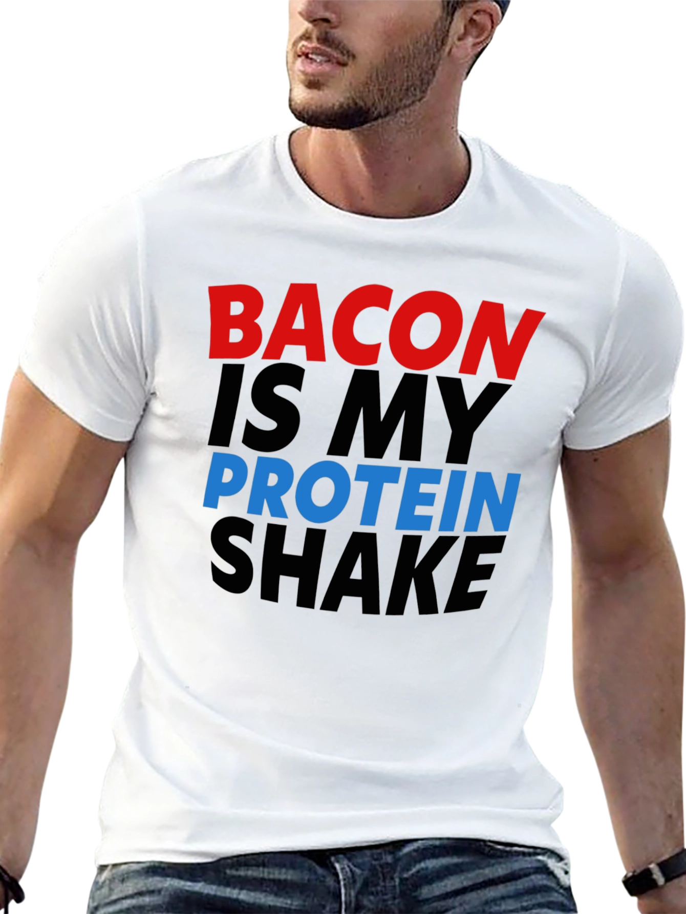 Bacon Is My Protein Shake Black Graphic Tee