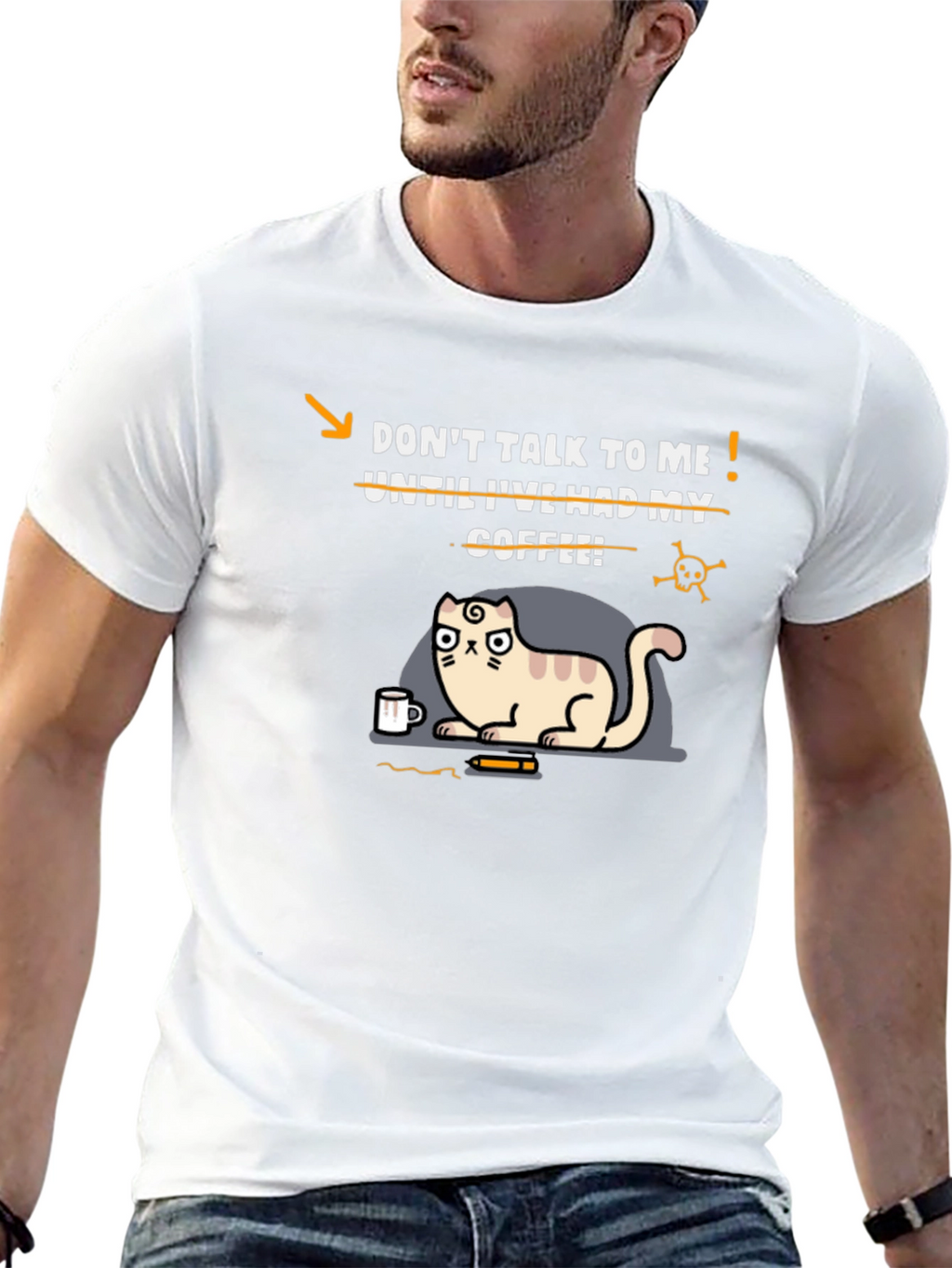 Coffee Cat T-Shirt - Funny Graphic Tee