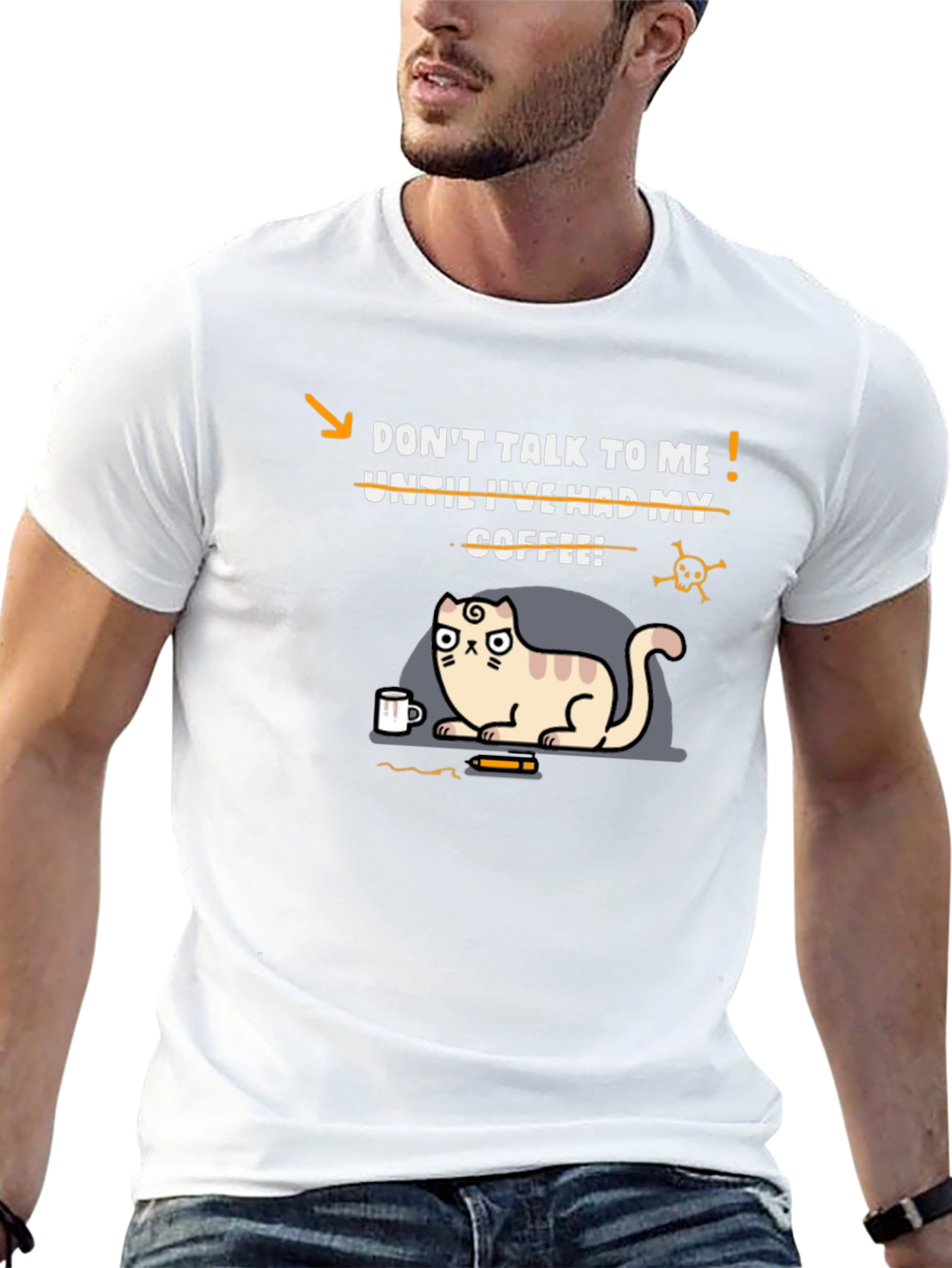 Coffee Cat T-Shirt - Funny Graphic Tee