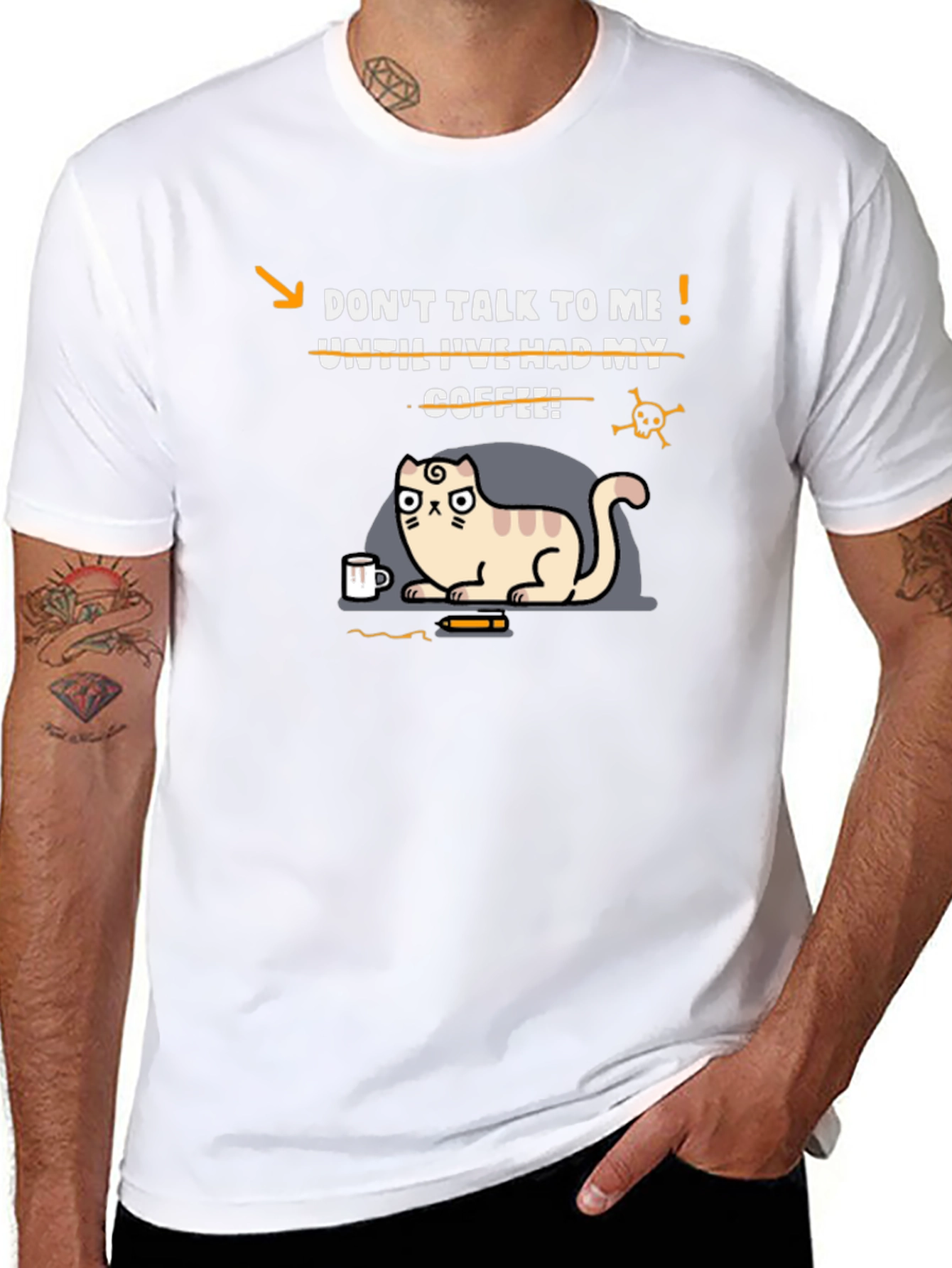 Coffee Cat T-Shirt - Funny Graphic Tee