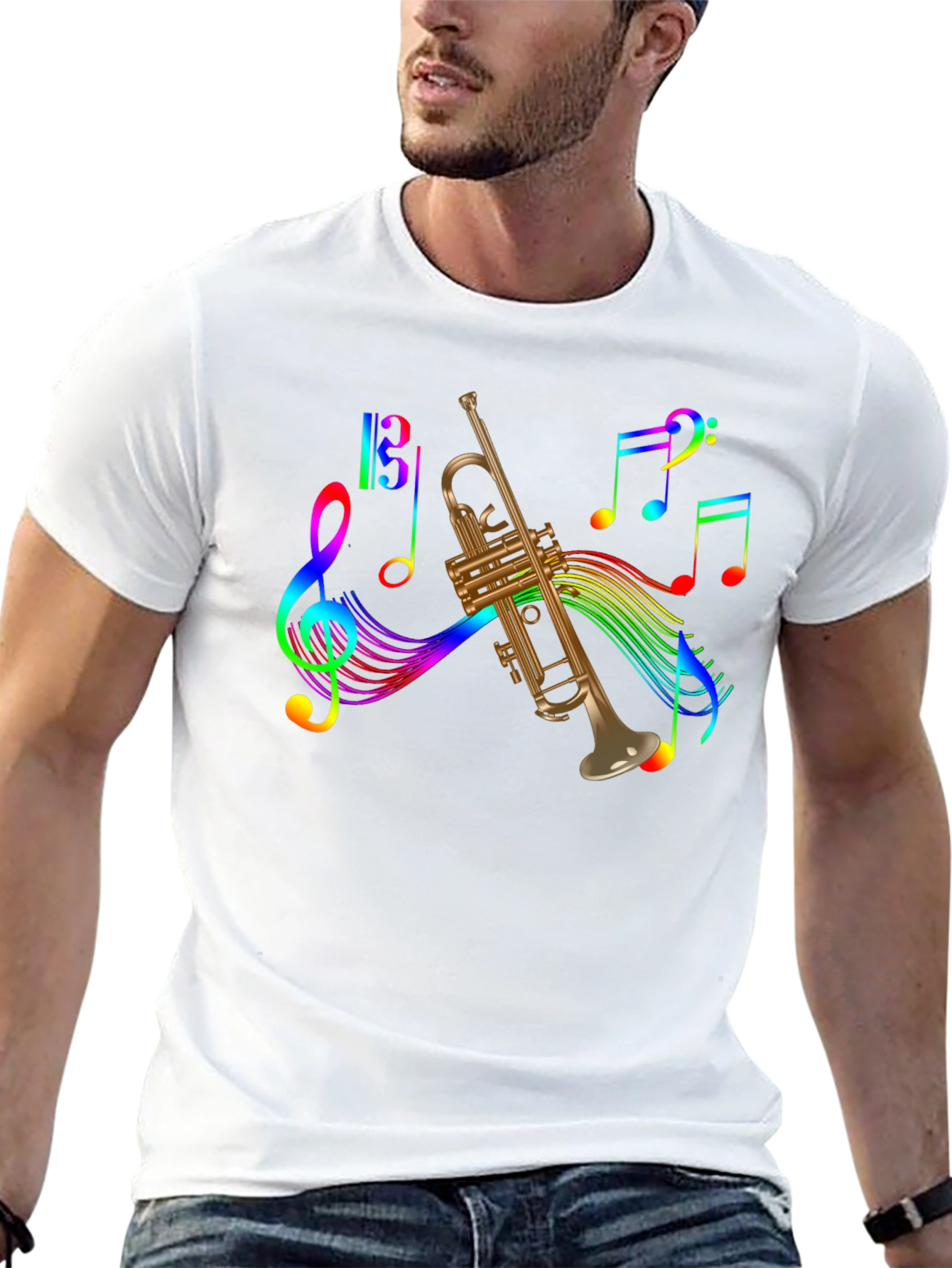 Rainbow Music Trumpet Graphic Tee
