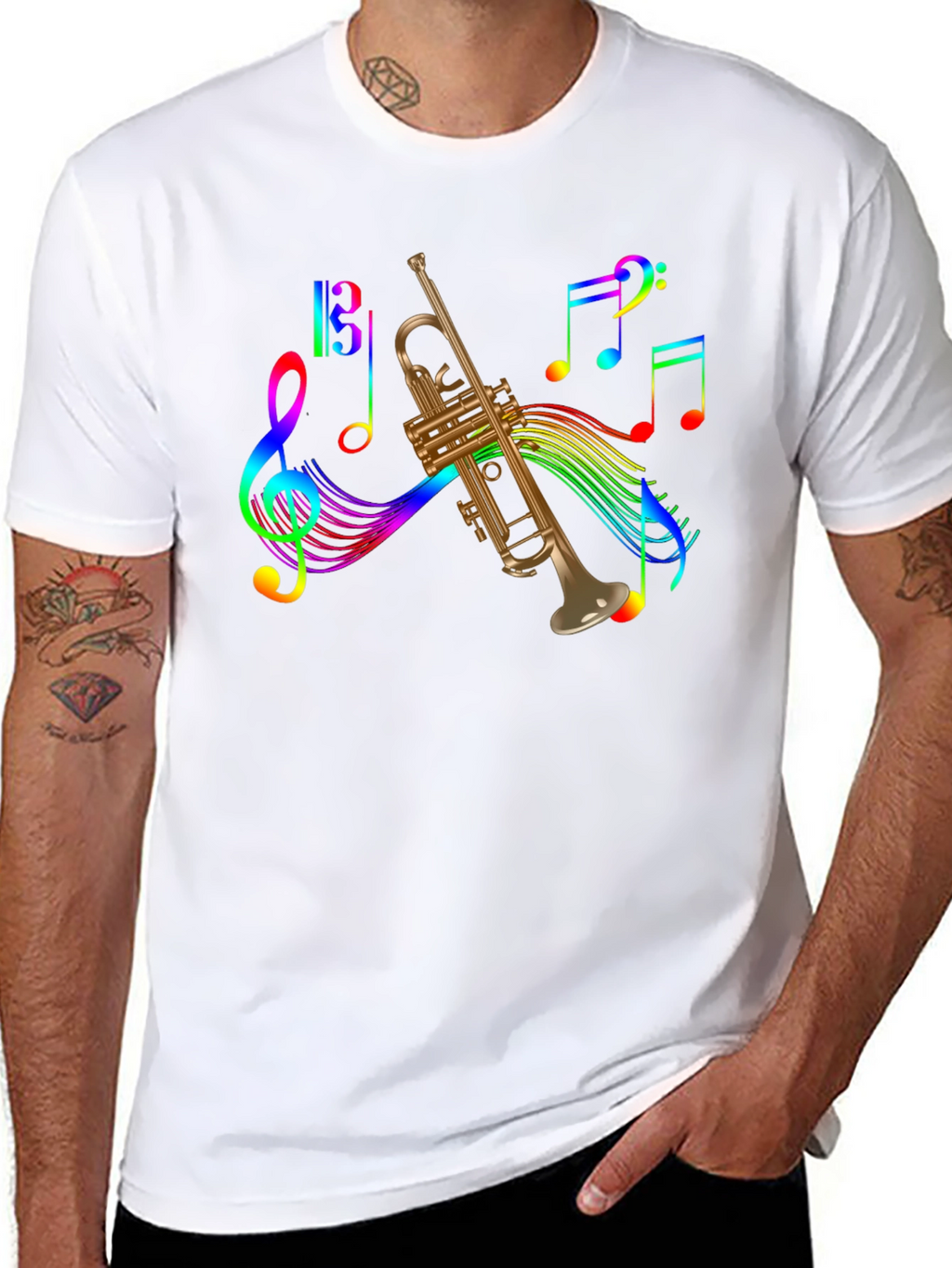 Rainbow Music Trumpet Graphic Tee
