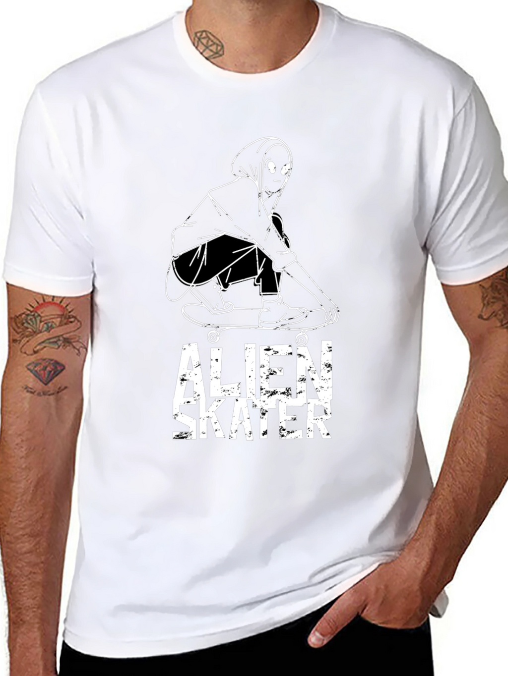Alien Skater Graphic Tee - Cool Streetwear