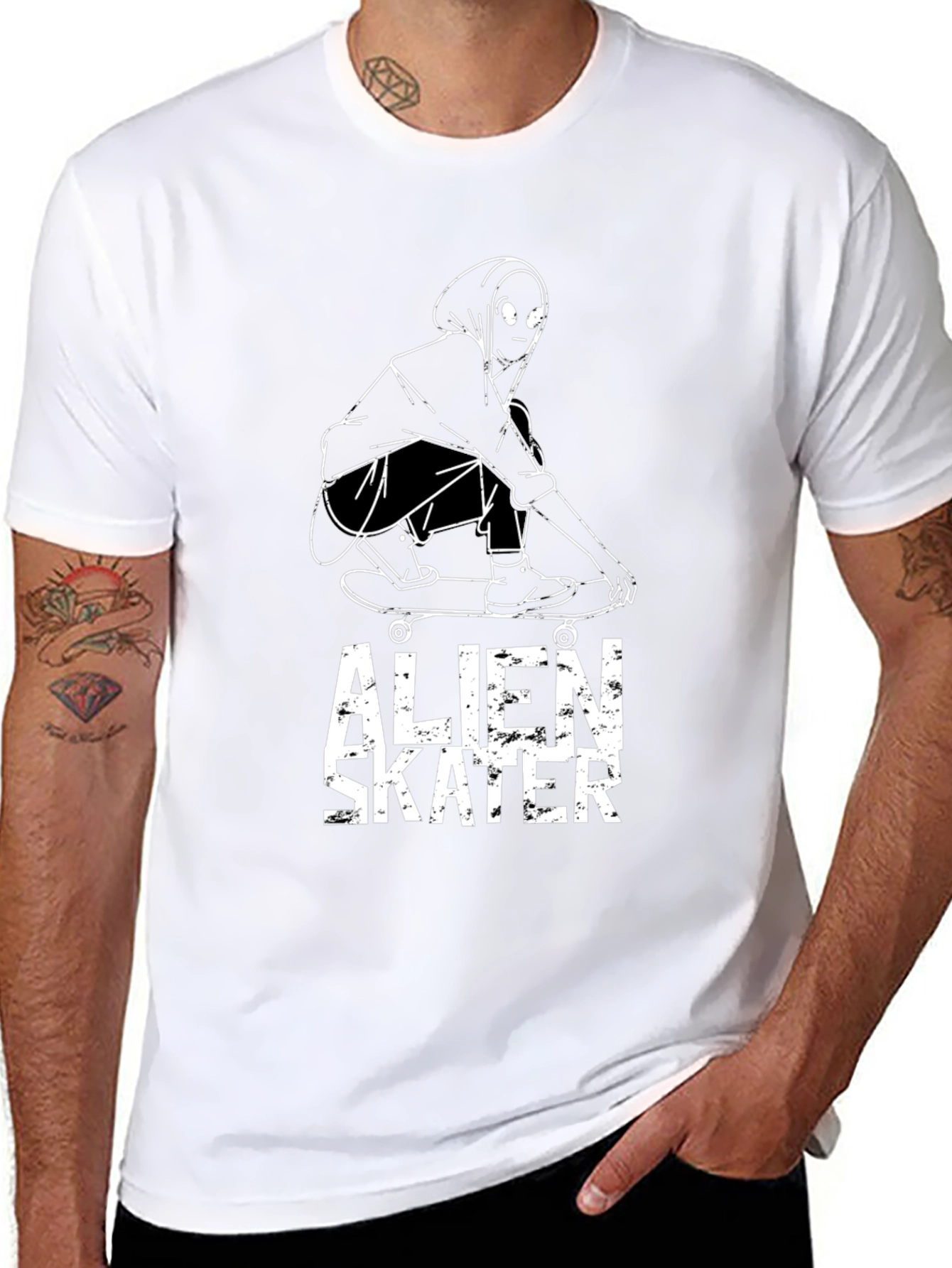 Alien Skater Graphic Tee - Cool Streetwear