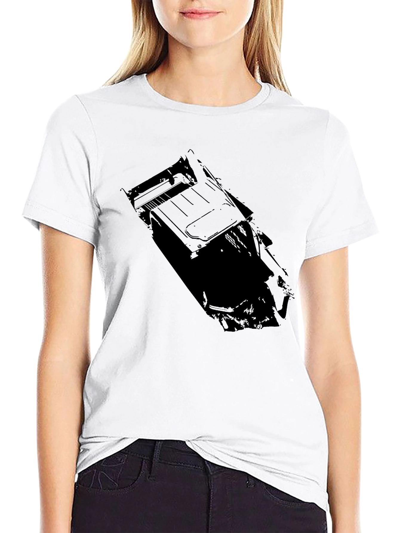 Mens Black Graphic Tee - Car Design