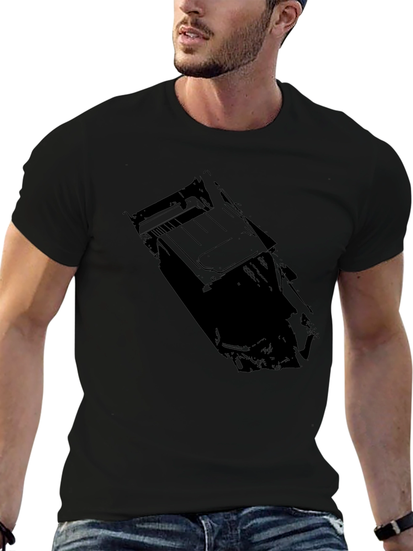 Mens Black Graphic Tee - Car Design