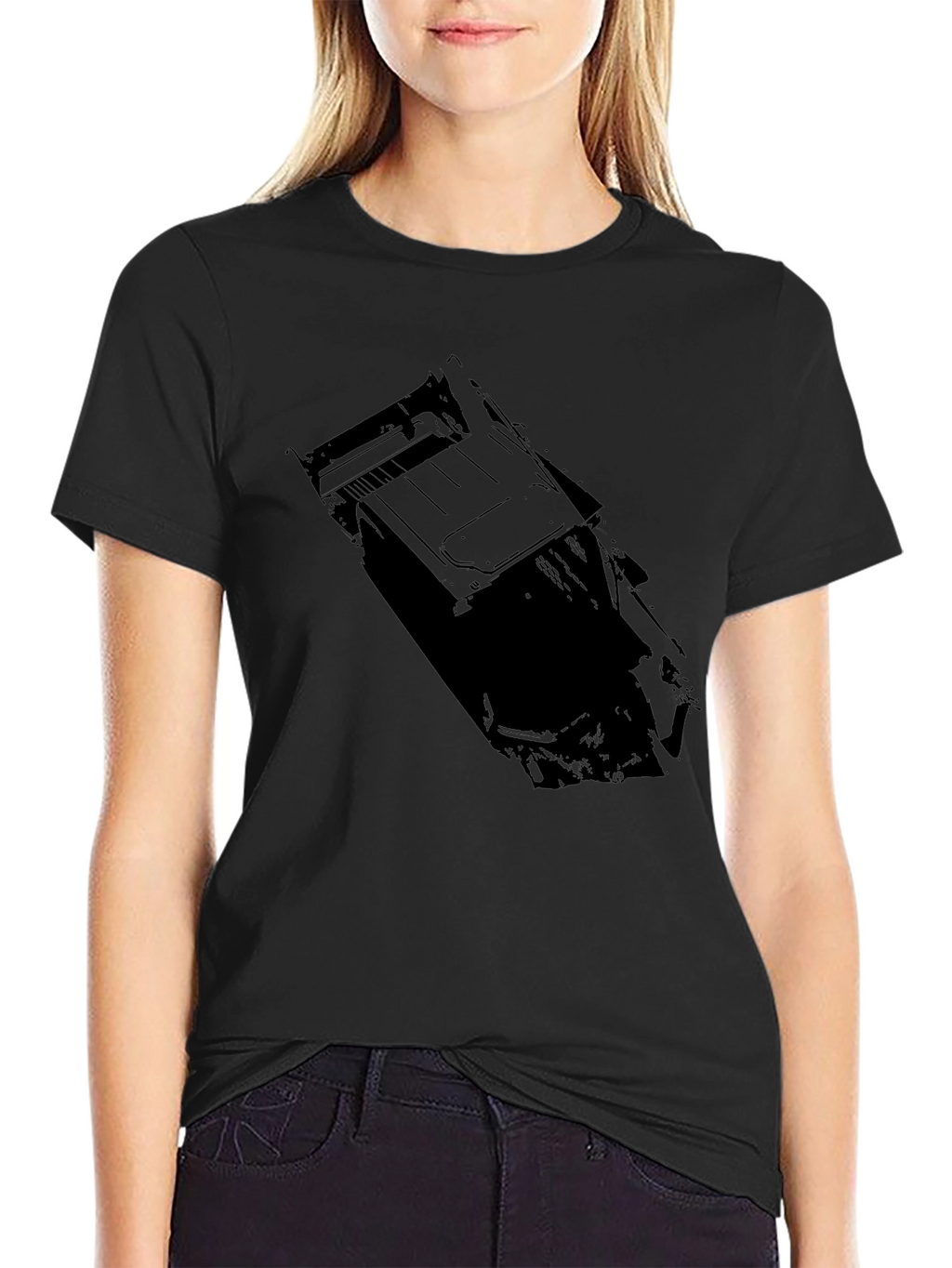 Mens Black Graphic Tee - Car Design