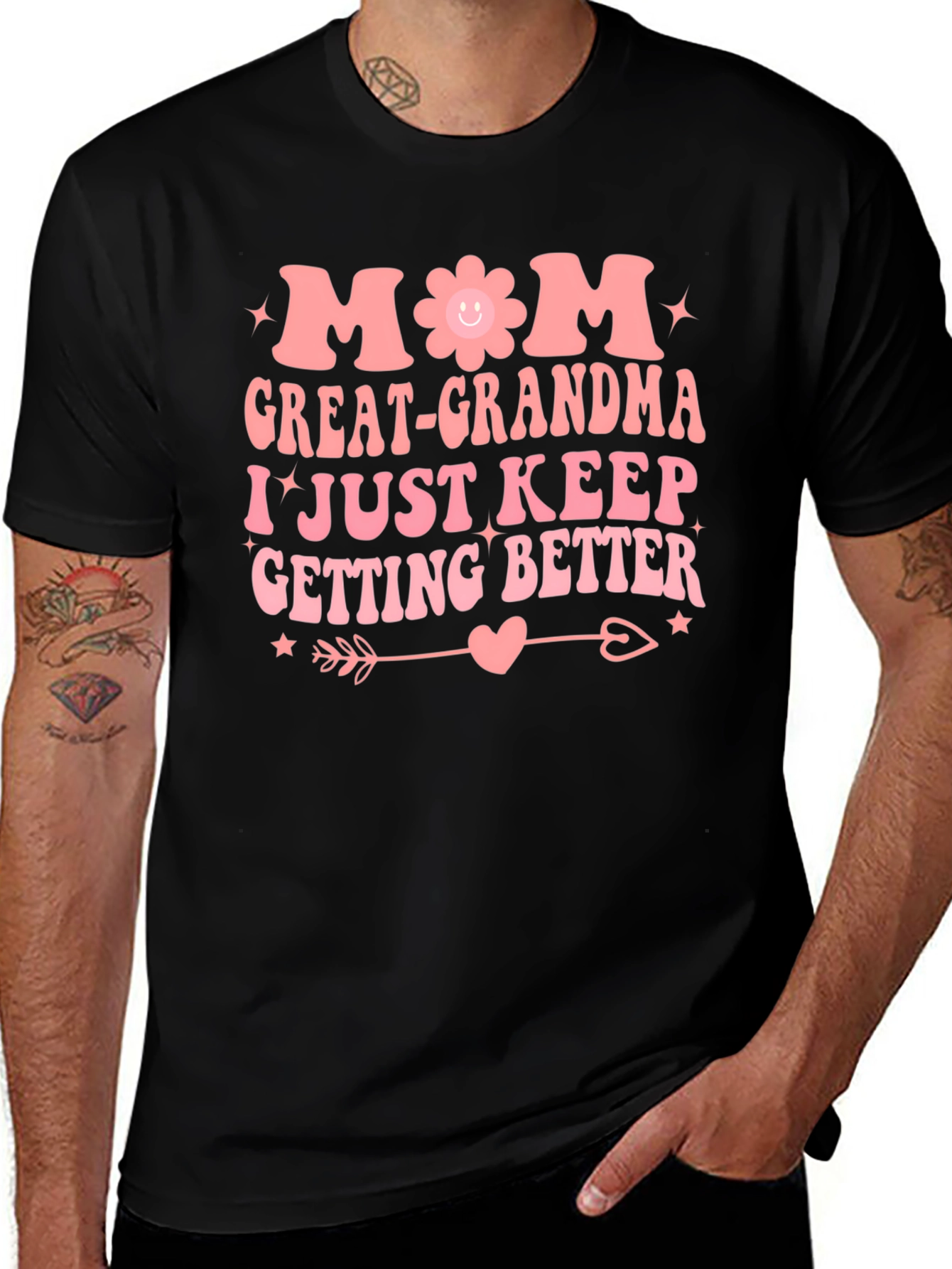 Mom Great-Grandma Black Graphic T-Shirt