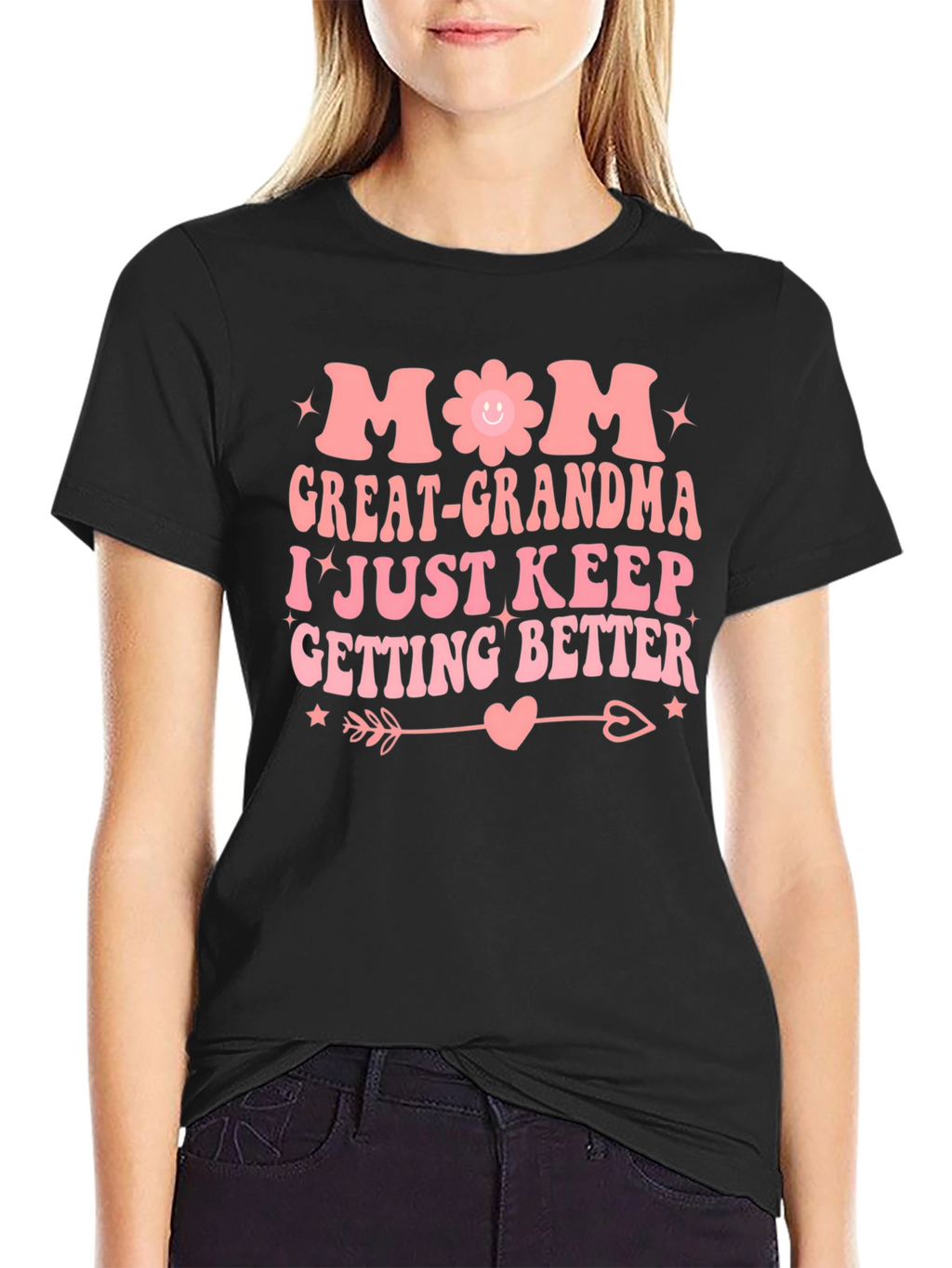 Mom Great-Grandma Black Graphic T-Shirt