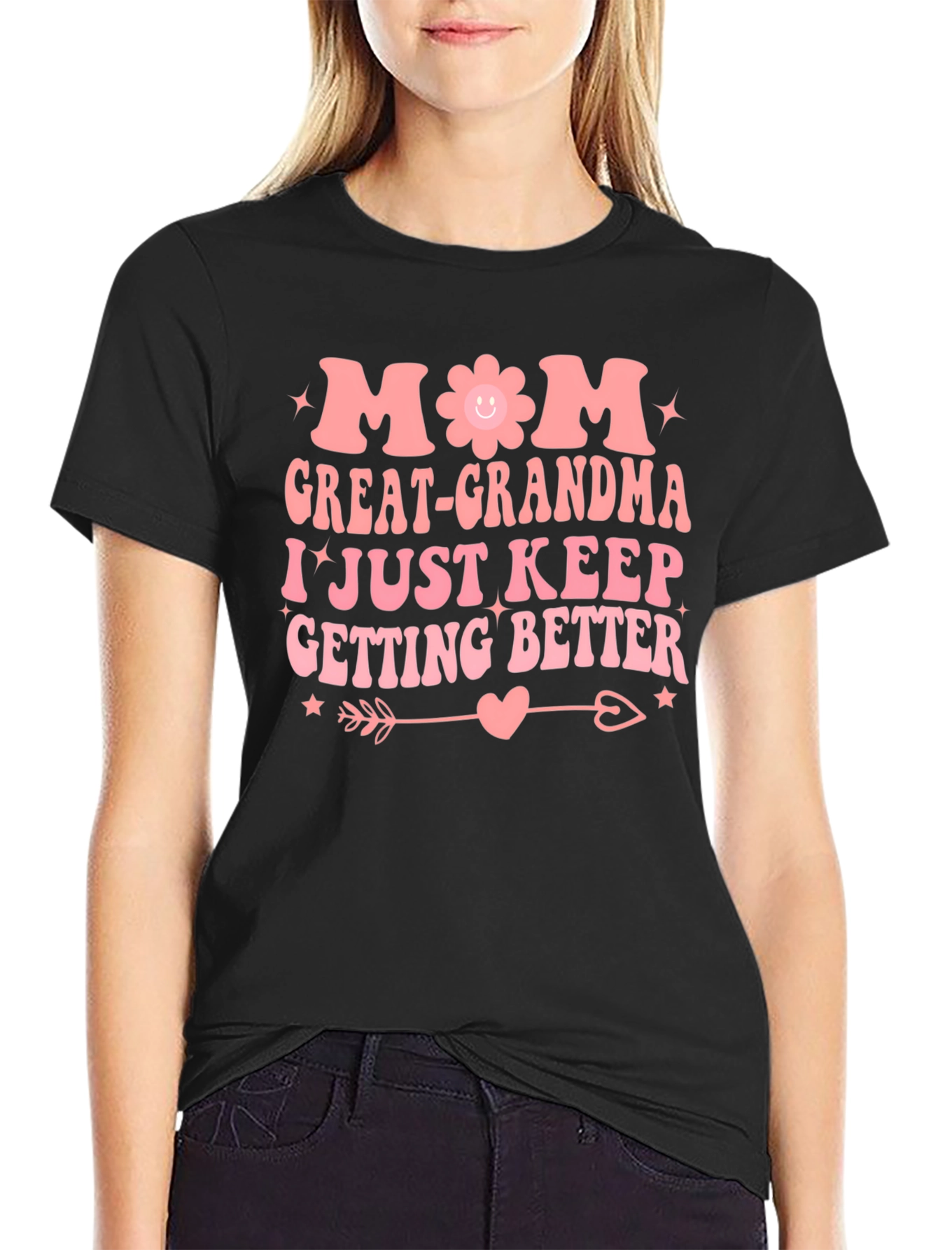 Mom Great-Grandma Black Graphic T-Shirt