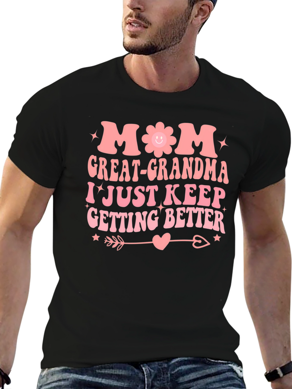 Mom Great-Grandma Black Graphic T-Shirt