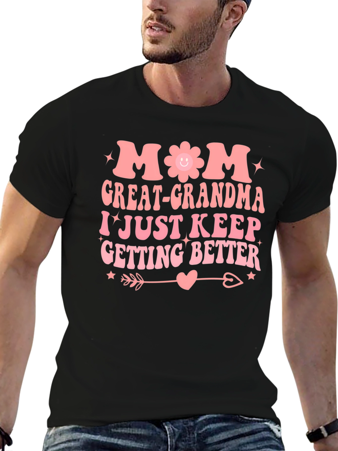 Mom Great-Grandma Black Graphic T-Shirt