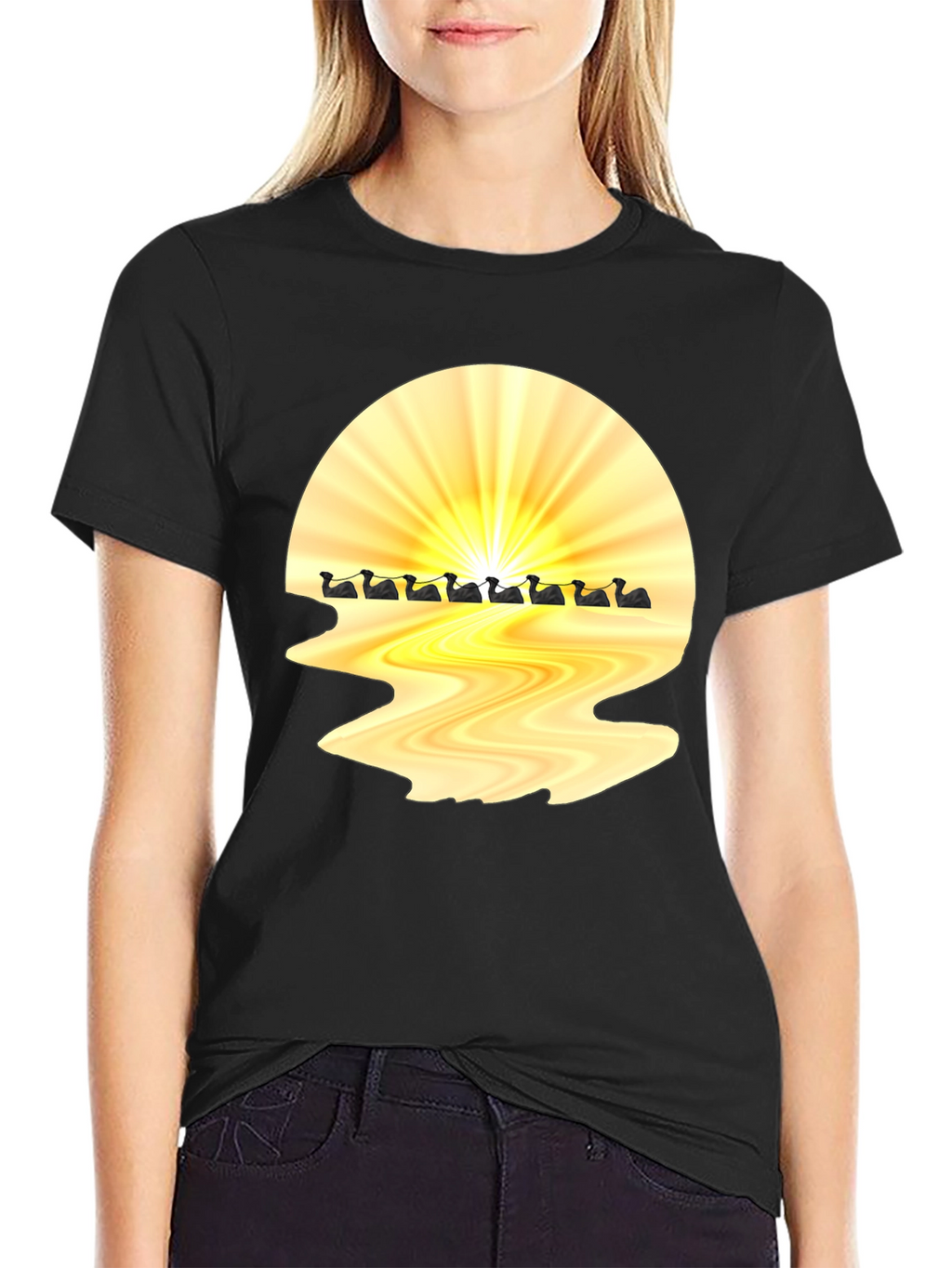 Sunrise Duck Row Black T-Shirt