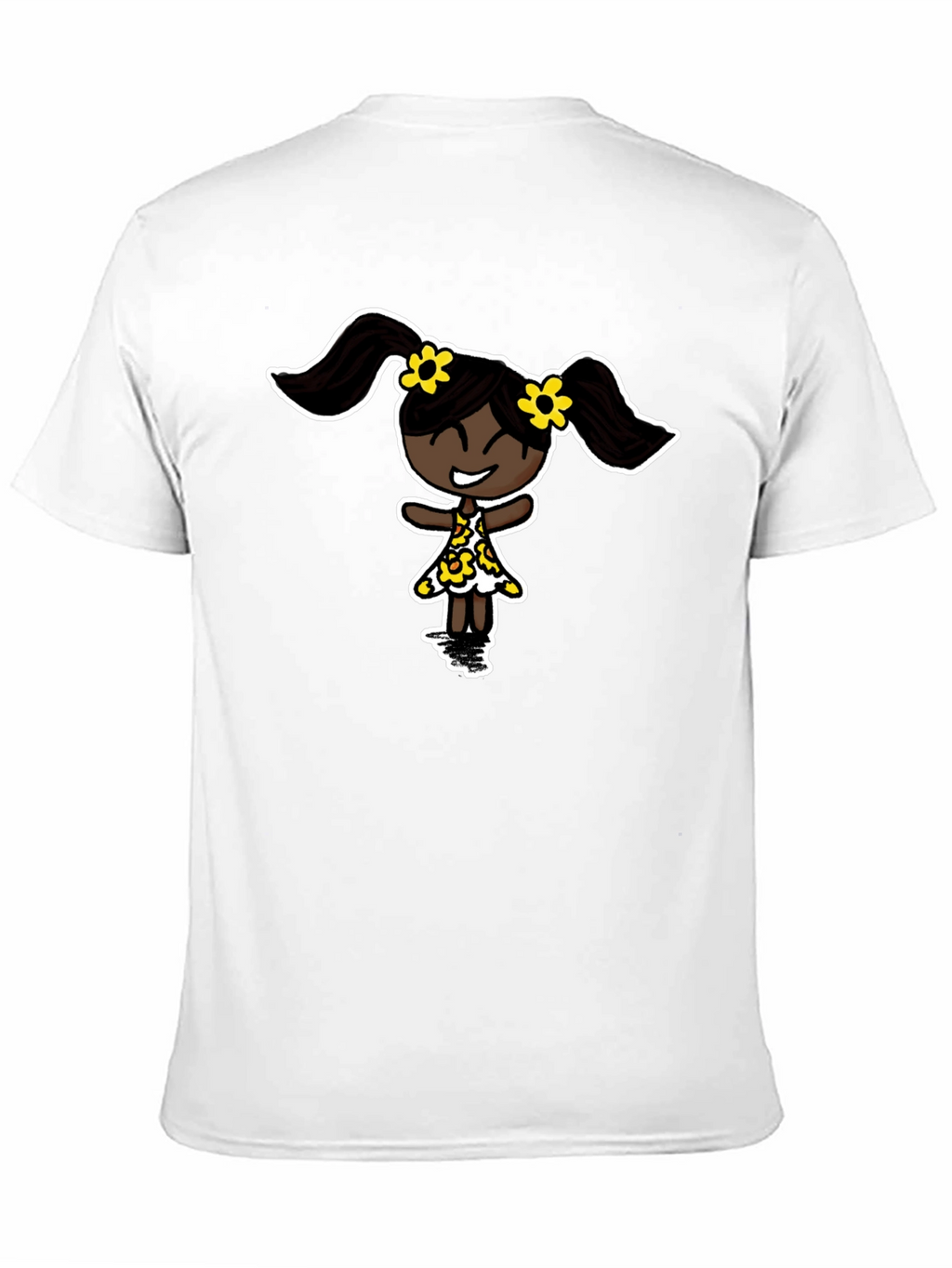 Black T-Shirt with Cartoon Girl Design
