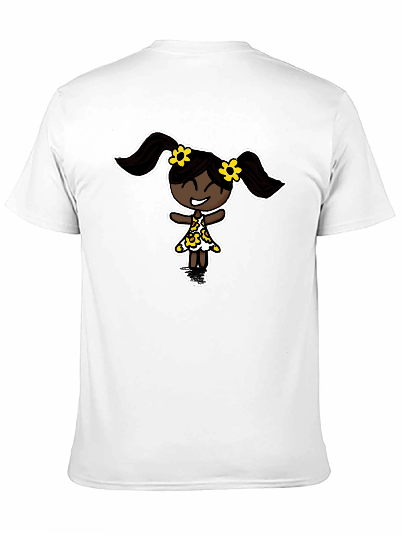 Black T-Shirt with Cartoon Girl Design
