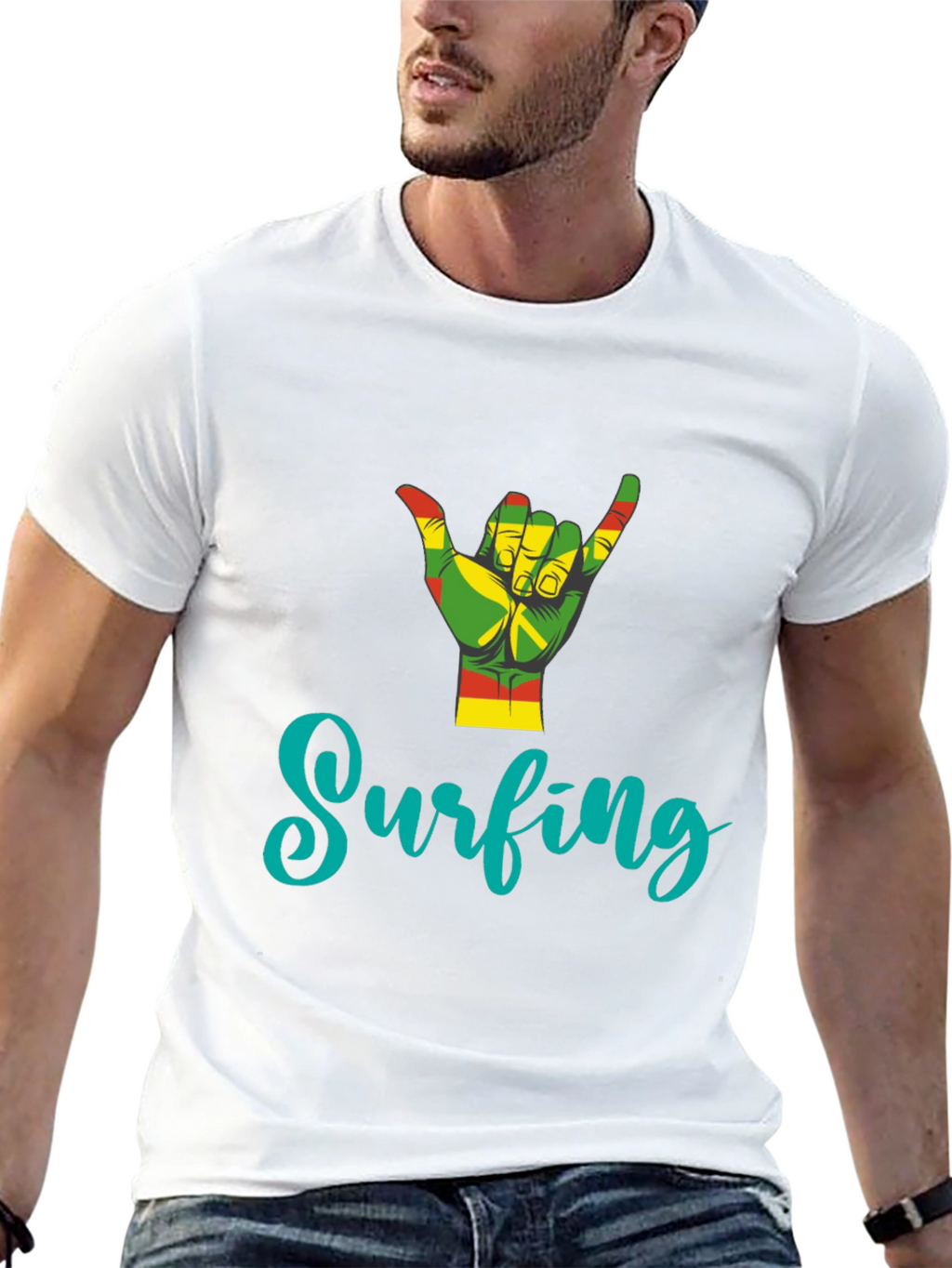 Rasta Surfing Hand Sign T-Shirt