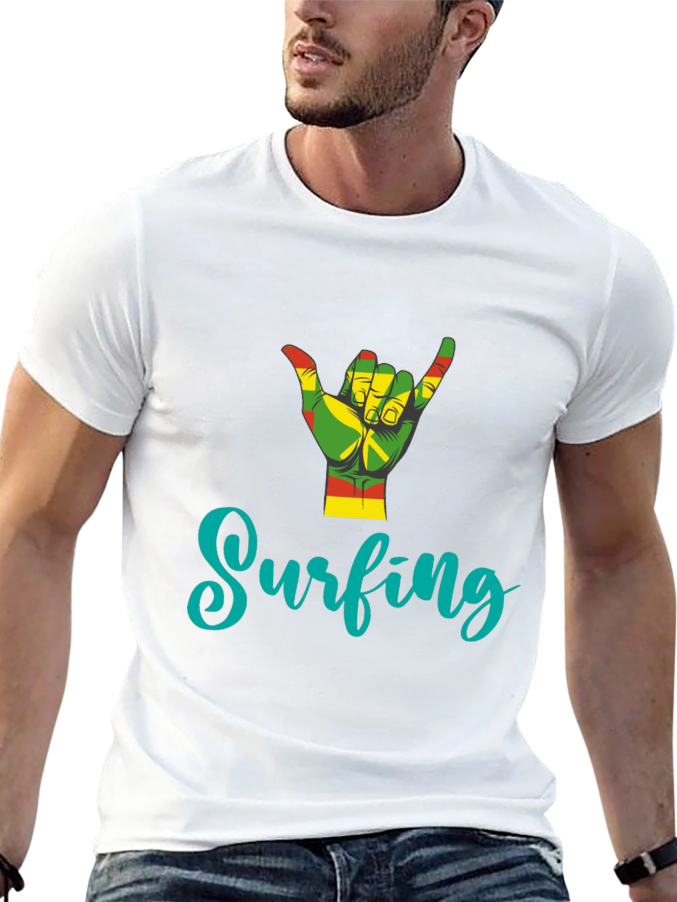 Rasta Surfing Hand Sign T-Shirt