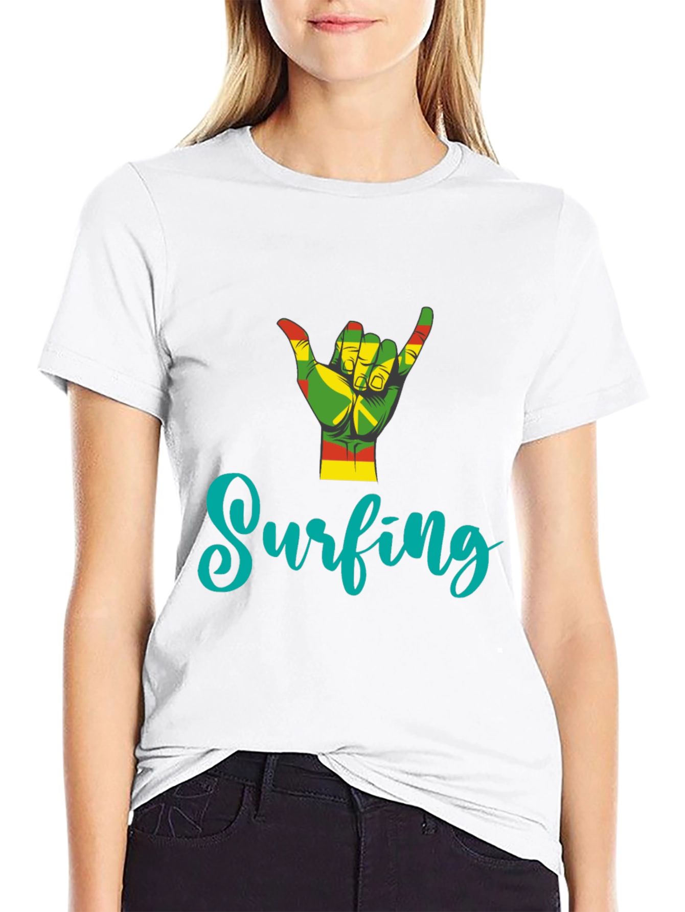 Rasta Surfing Hand Sign T-Shirt
