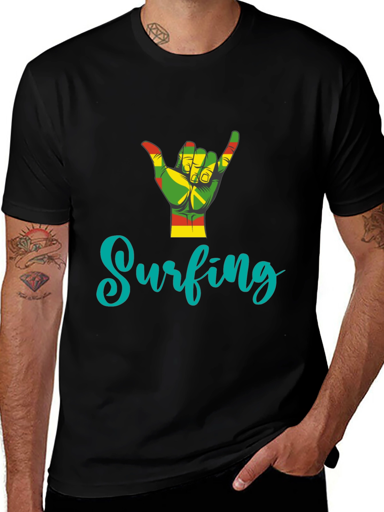 Rasta Surfing Hand Sign T-Shirt