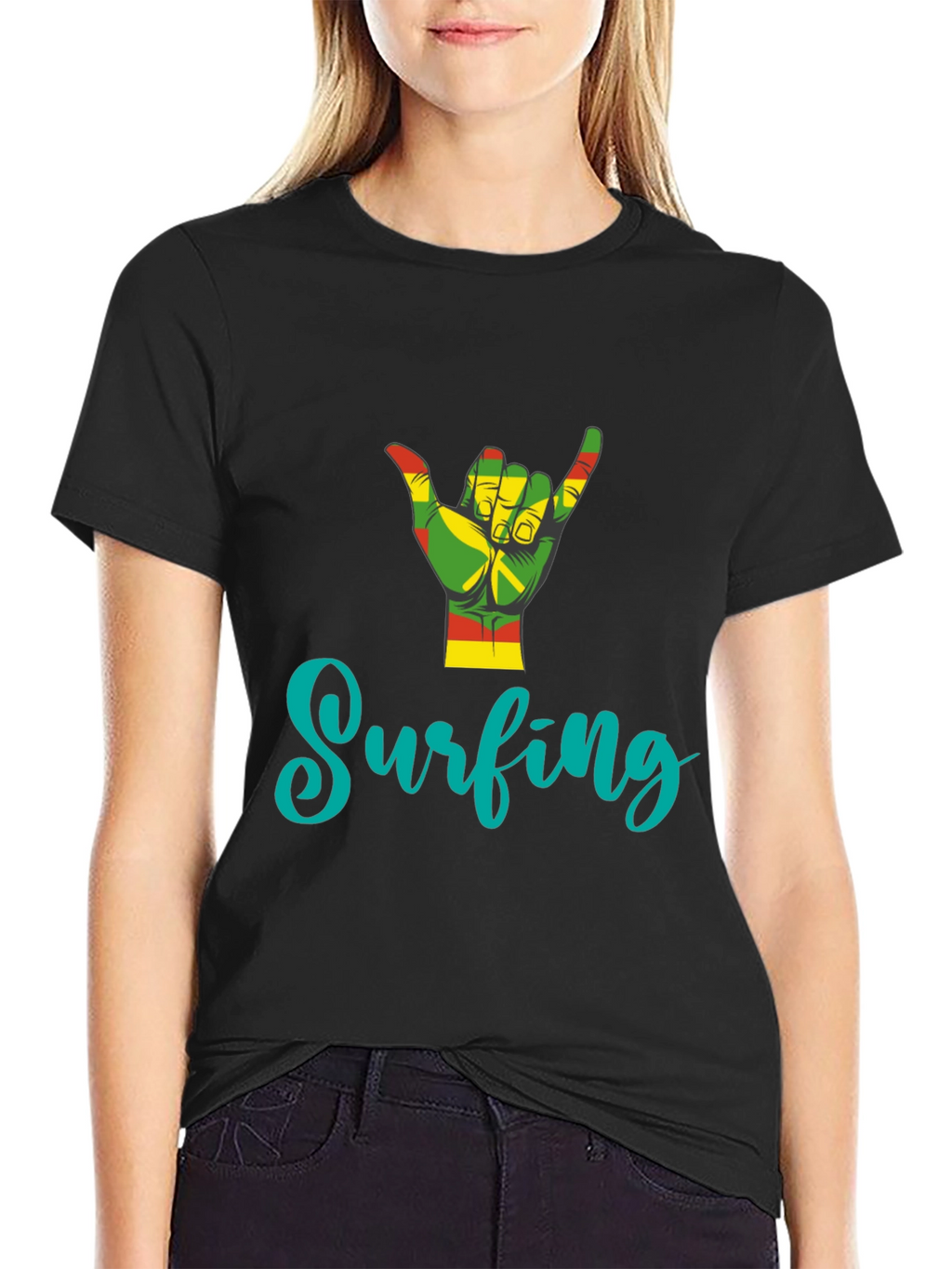 Rasta Surfing Hand Sign T-Shirt