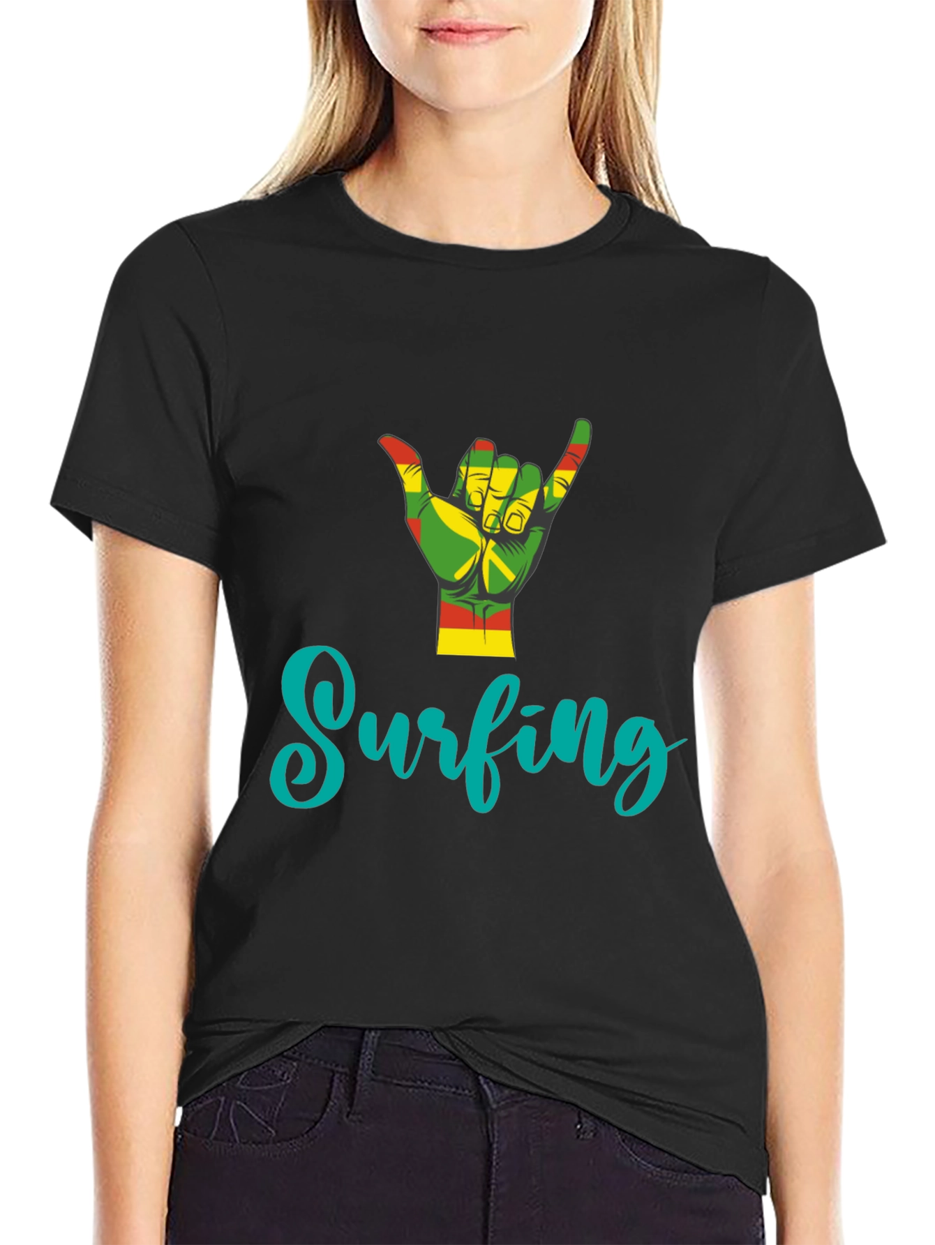 Rasta Surfing Hand Sign T-Shirt