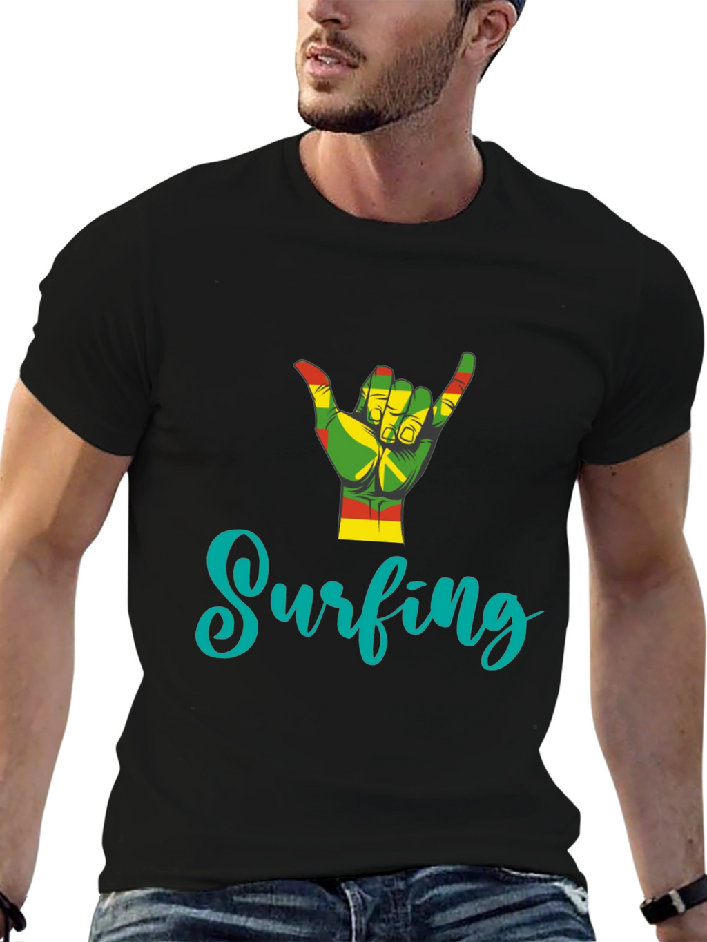 Rasta Surfing Hand Sign T-Shirt