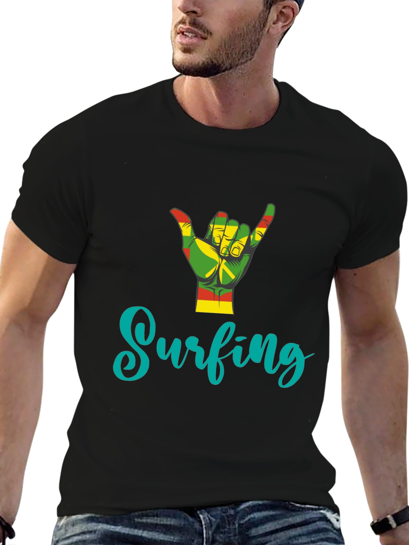 Rasta Surfing Hand Sign T-Shirt