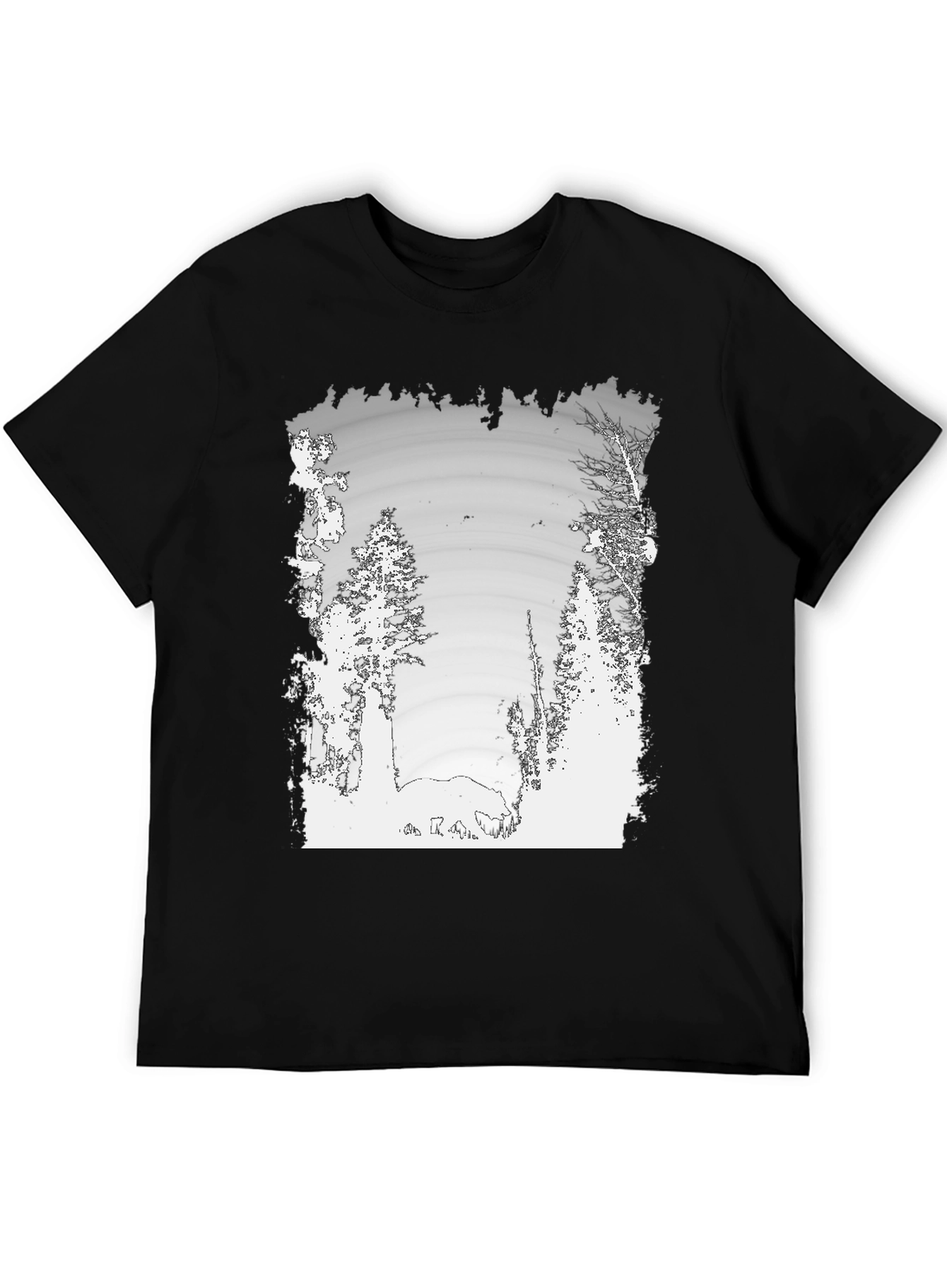 Nature Scene Graphic Print Black Tee