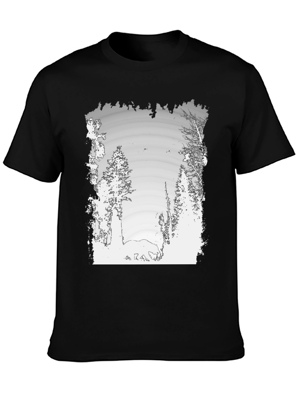 Nature Scene Graphic Print Black Tee