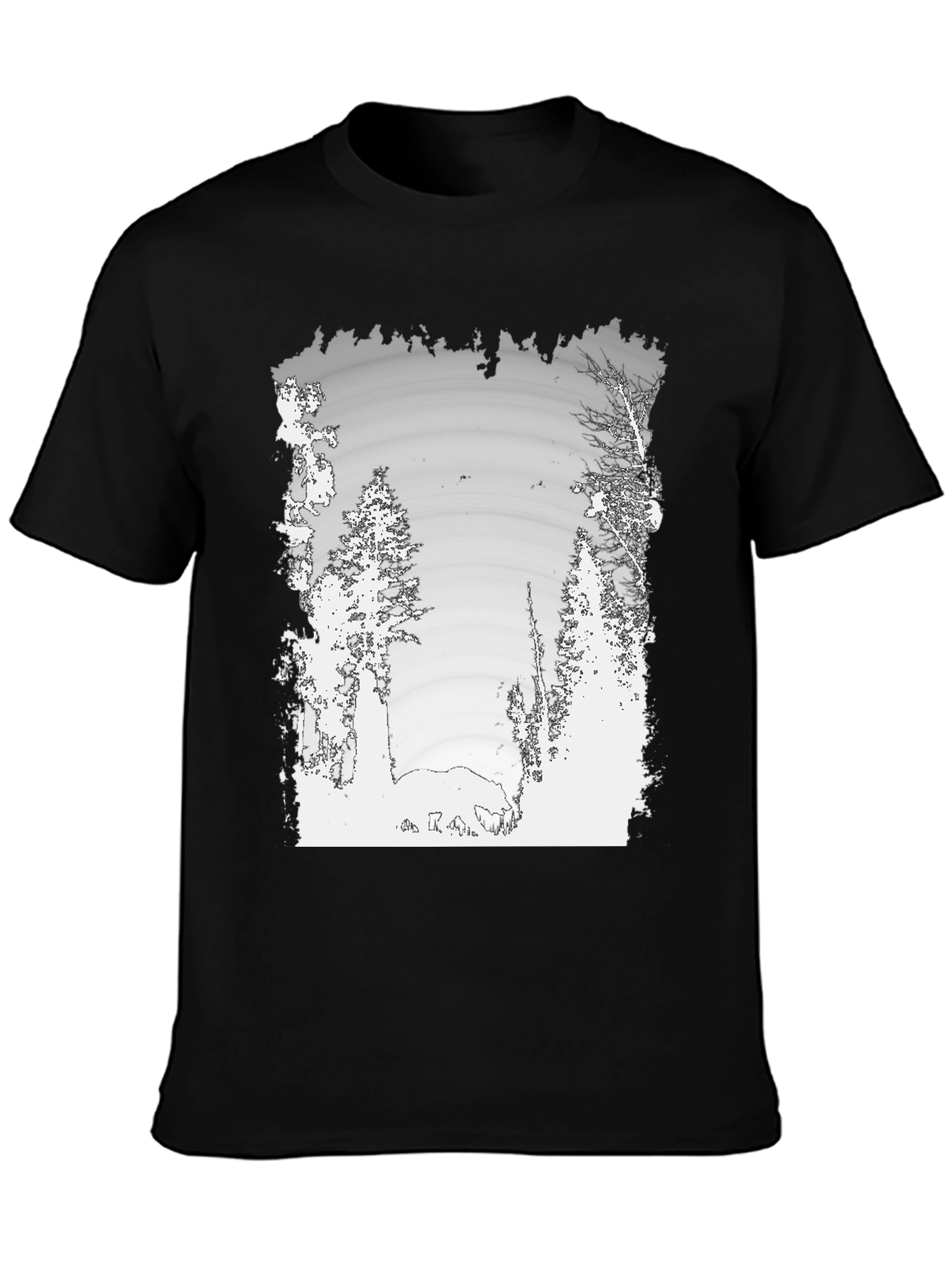 Nature Scene Graphic Print Black Tee