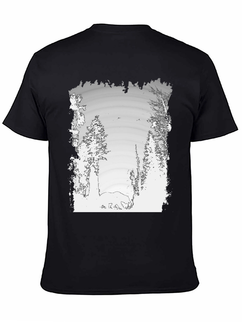 Nature Scene Graphic Print Black Tee