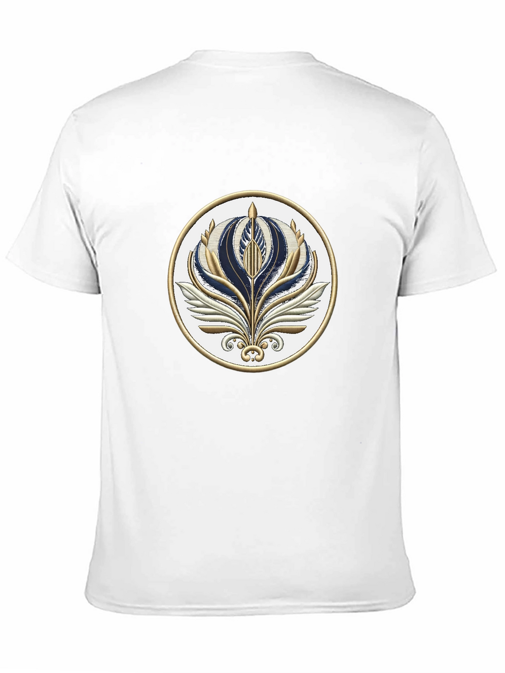 Stylish Black T-Shirt with Floral Emblem