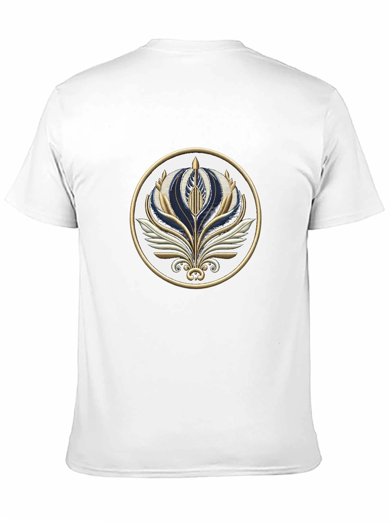Stylish Black T-Shirt with Floral Emblem
