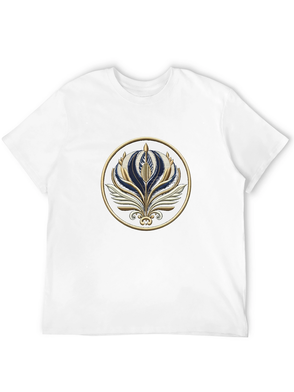 Stylish Black T-Shirt with Floral Emblem