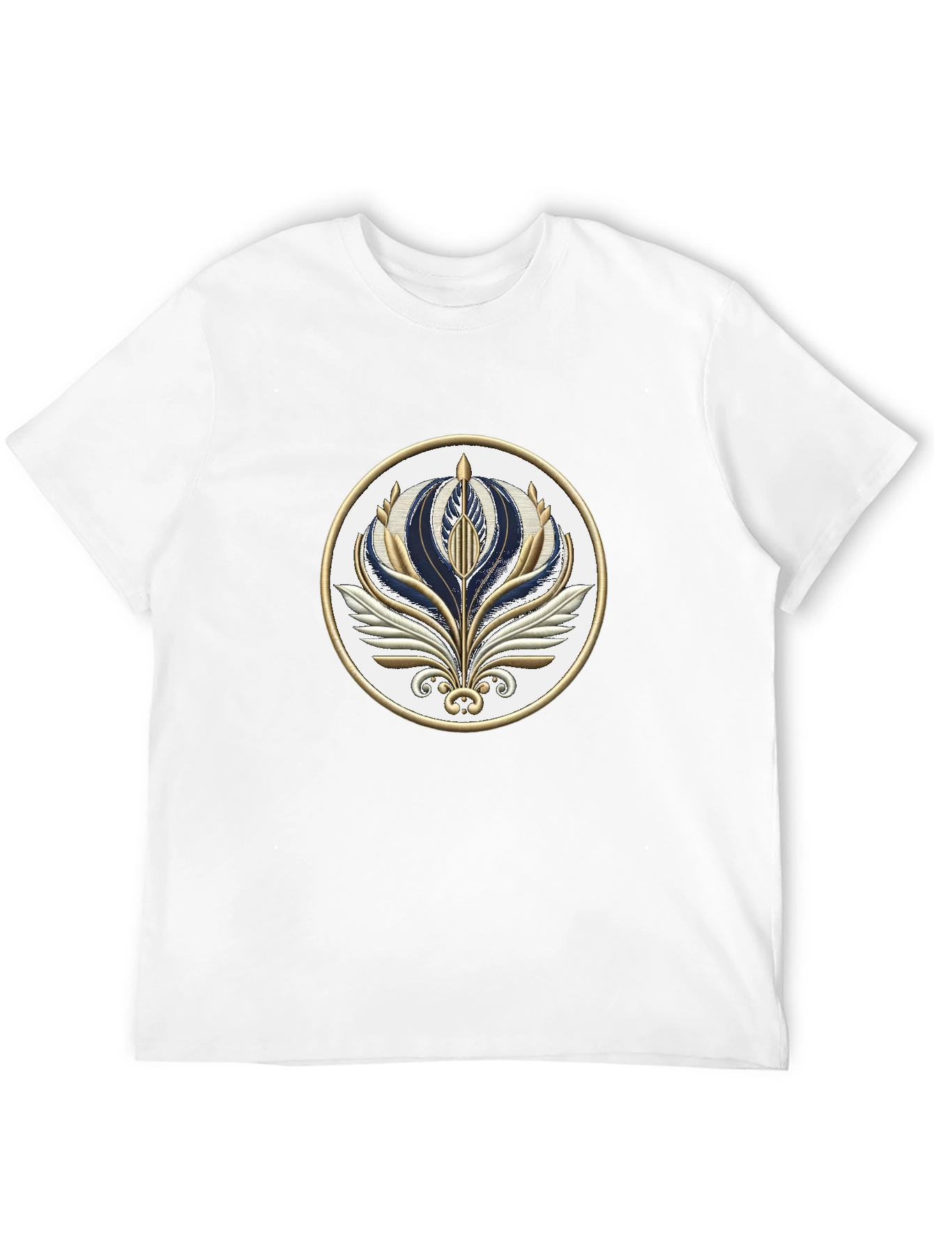 Stylish Black T-Shirt with Floral Emblem