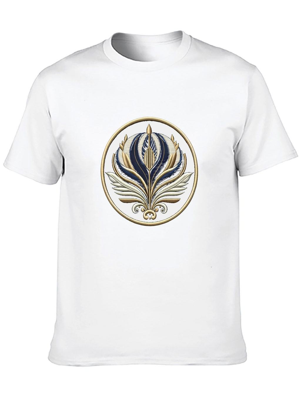 Stylish Black T-Shirt with Floral Emblem