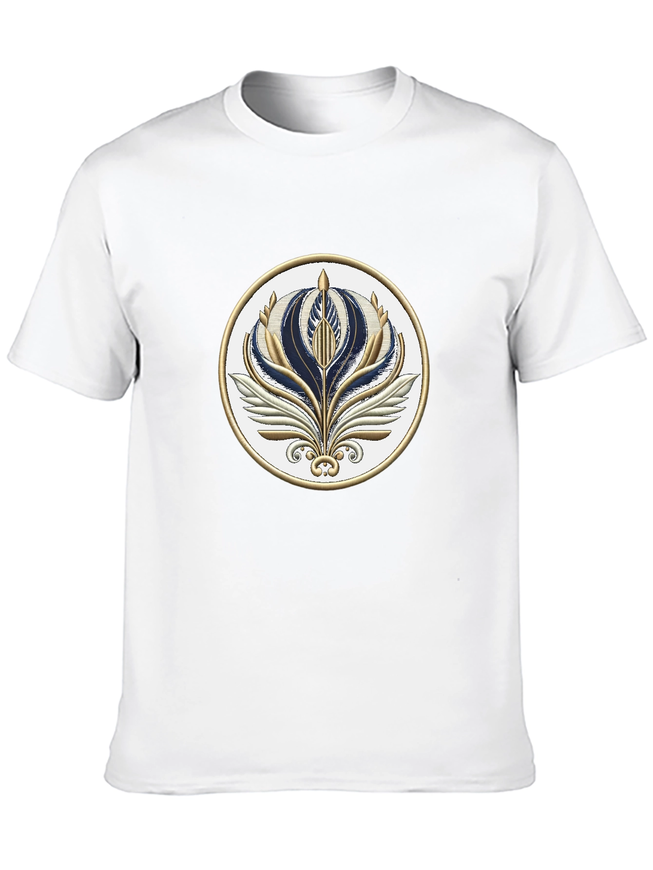 Stylish Black T-Shirt with Floral Emblem