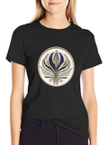 Stylish Black T-Shirt with Floral Emblem