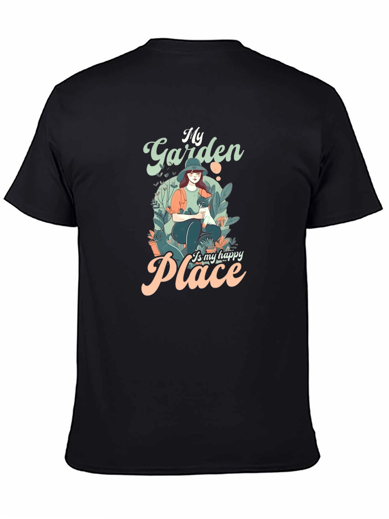 My Garden is My Happy Place Black T-Shirt