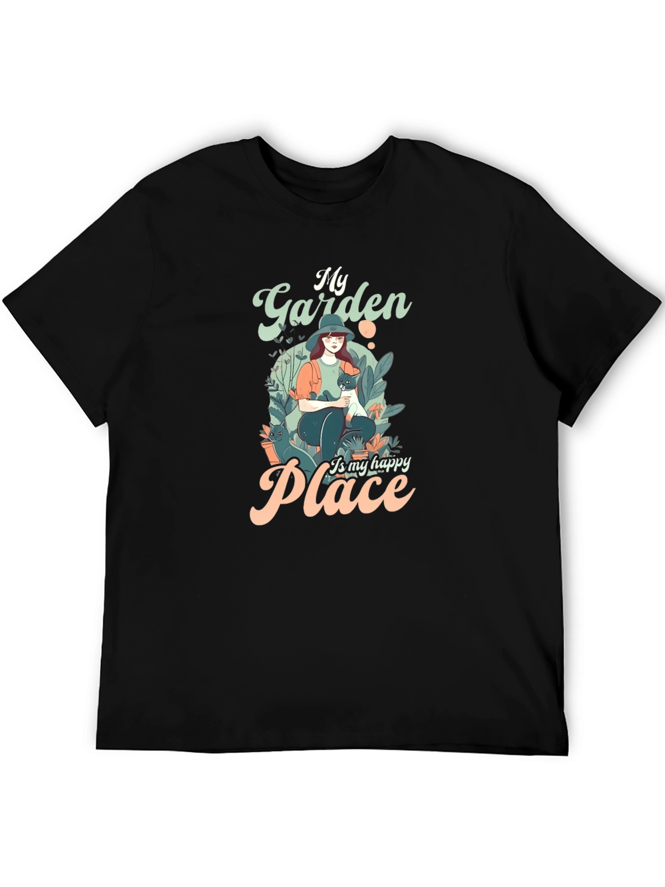 My Garden is My Happy Place Black T-Shirt