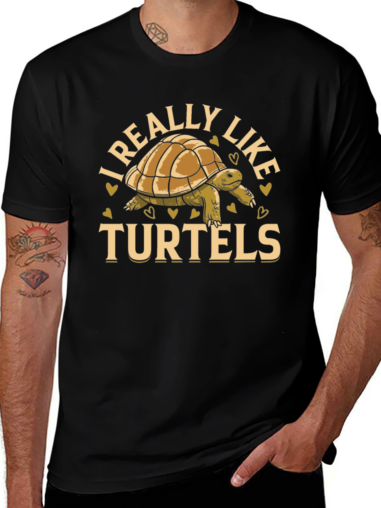 I Really Like Turtels T-Shirt - Black