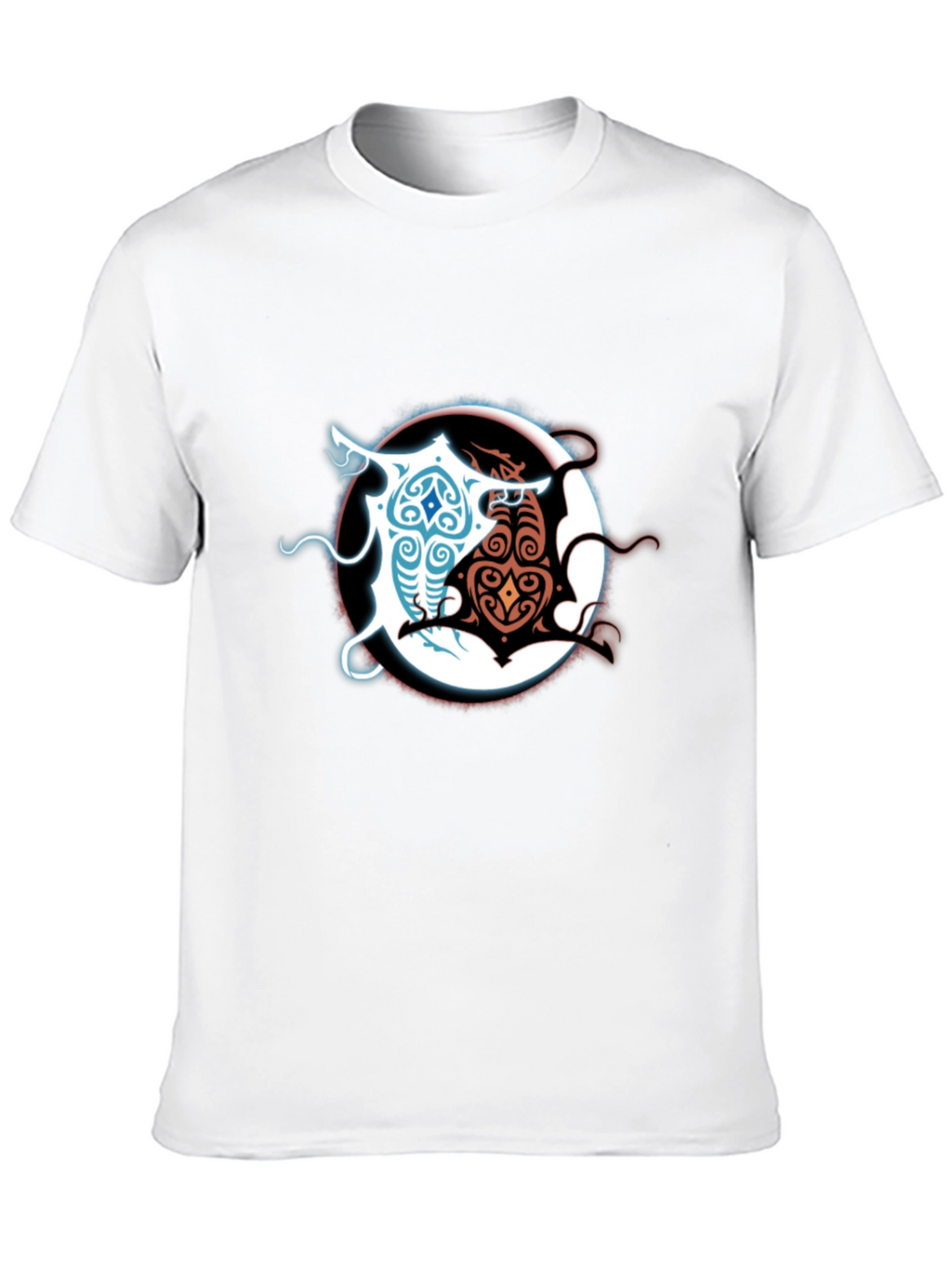 Yin Yang Dragons Graphic Tee - Black Cotton Blend