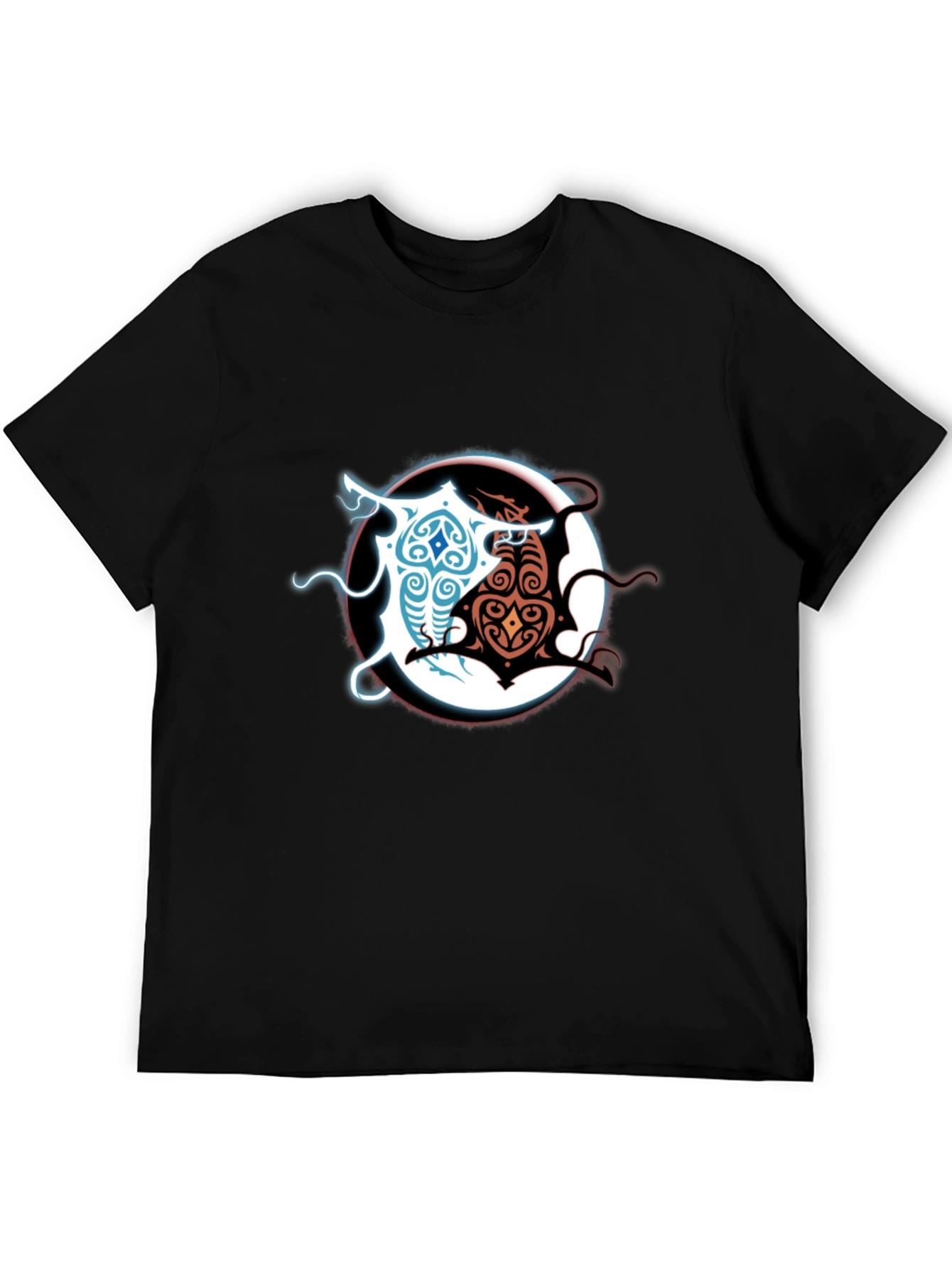 Yin Yang Dragons Graphic Tee - Black Cotton Blend