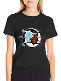 Yin Yang Dragons Graphic Tee - Black Cotton Blend