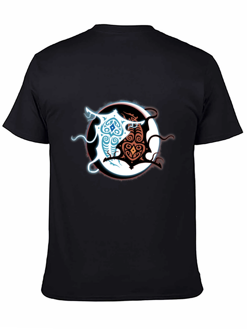 Yin Yang Dragons Graphic Tee - Black Cotton Blend
