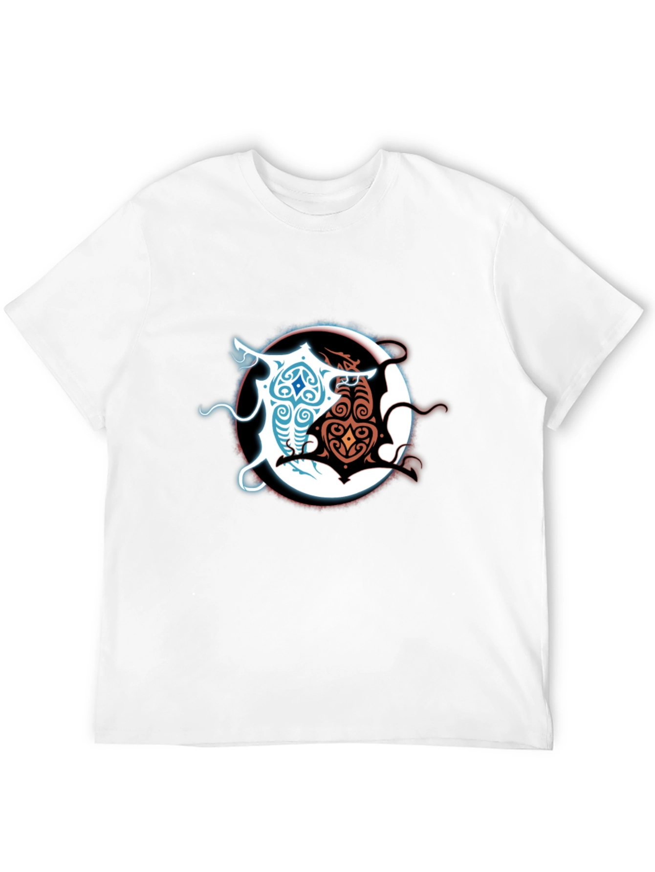 Yin Yang Dragons Graphic Tee - Black Cotton Blend