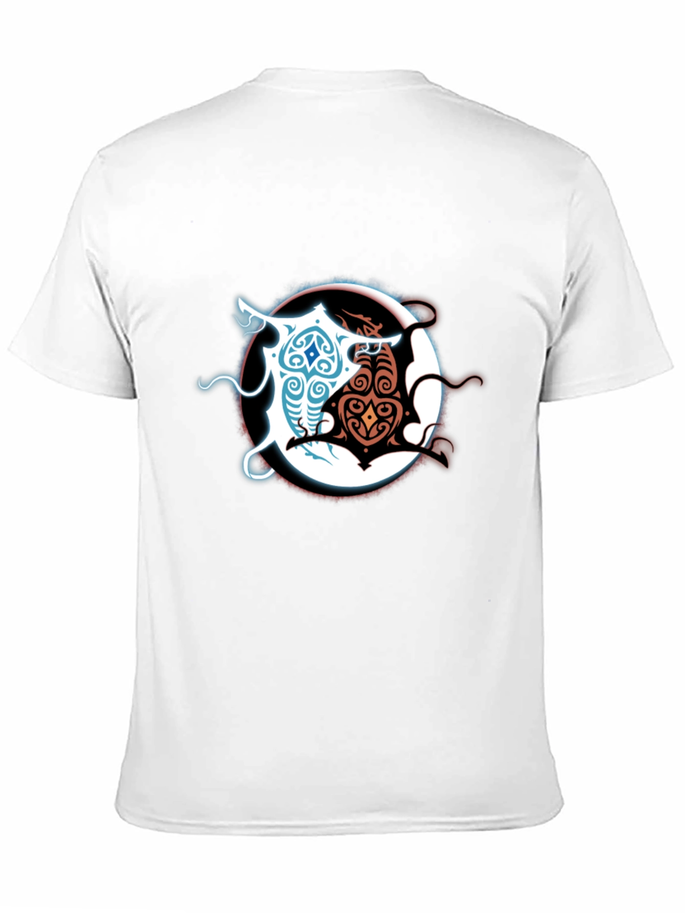 Yin Yang Dragons Graphic Tee - Black Cotton Blend